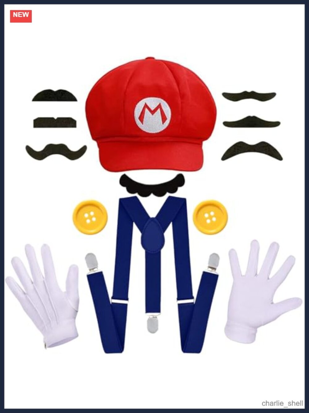 Adult Halloween Costume Accessory Set Hats Suspenders Gloves Mustache